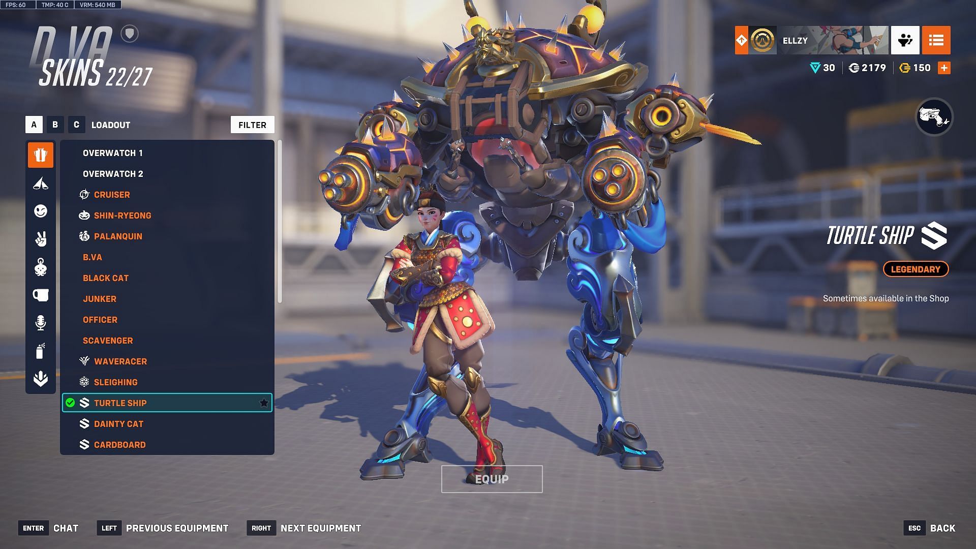 Turtle Ship D.Va skin (Image via Sportskeeda Gaming | Blizzard Entertainment)